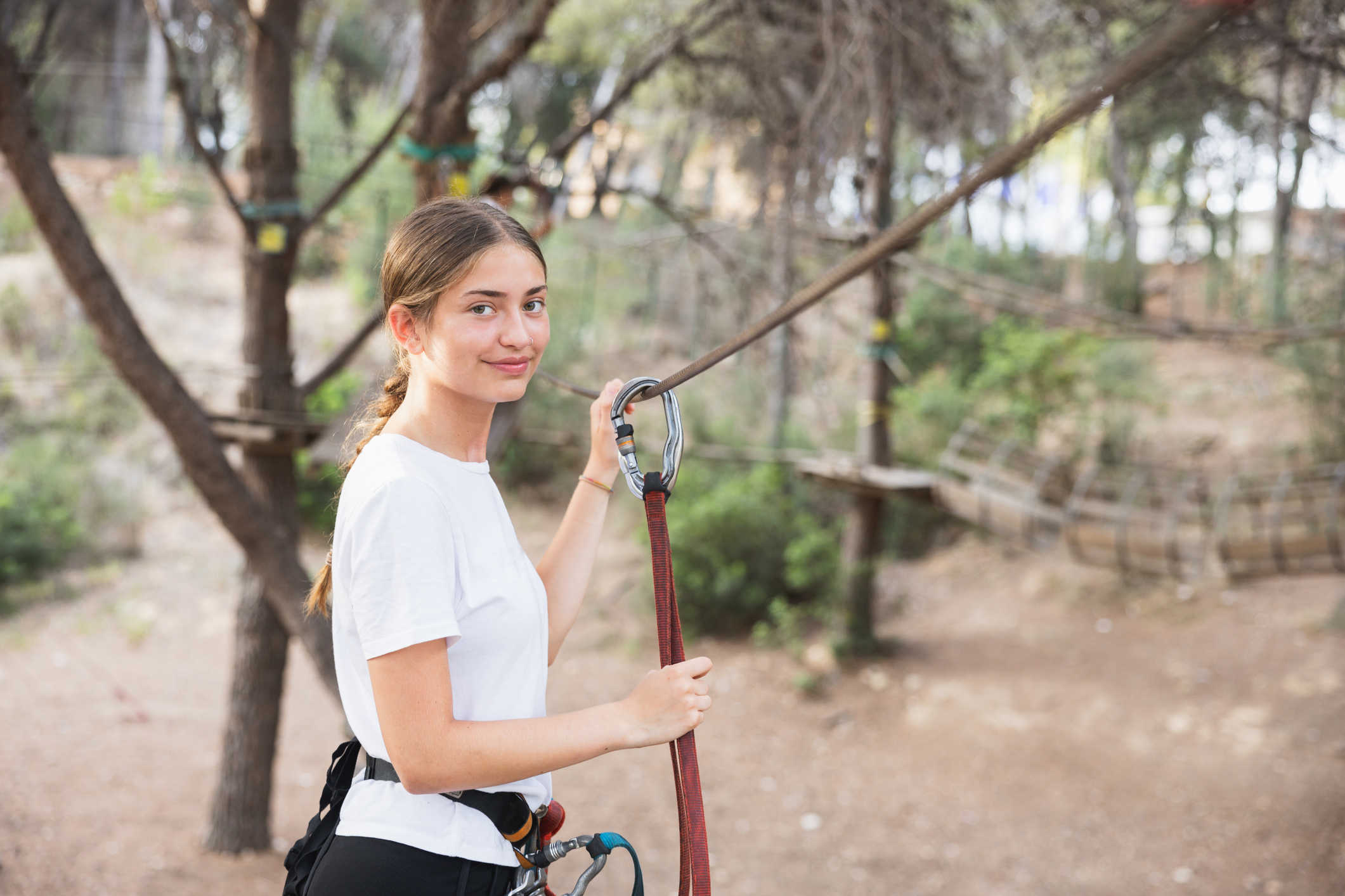 Girl on a adventure course