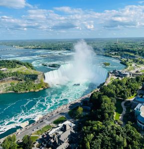Drone view, Niagara Falls and surrounding attractions
