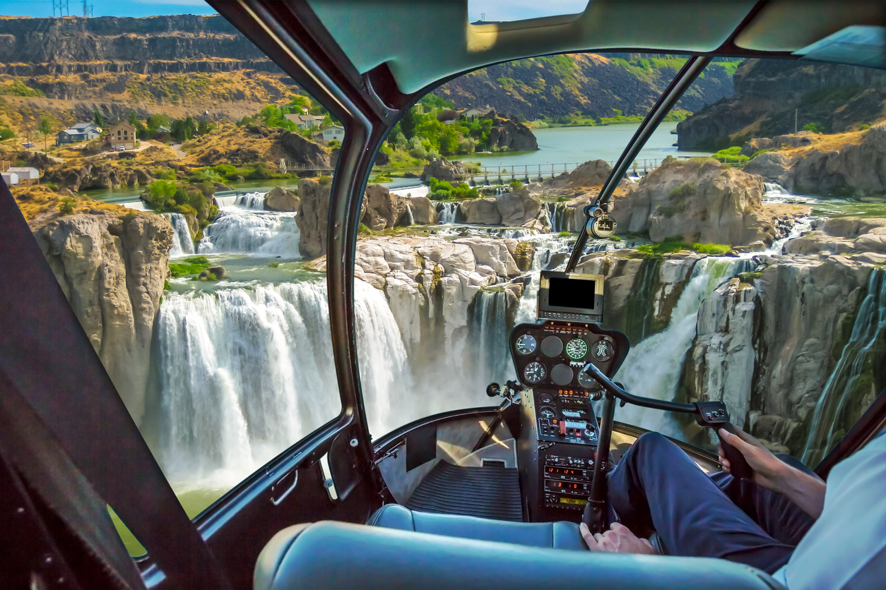 Niagara Falls helicopter tour aerial view over Horseshoe Falls Canada