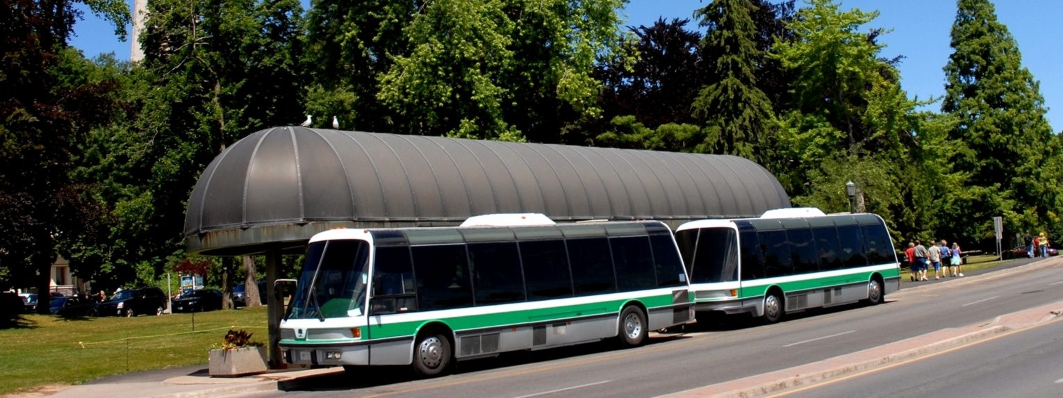 Niagara Falls Canadian side with a sightseeing bus