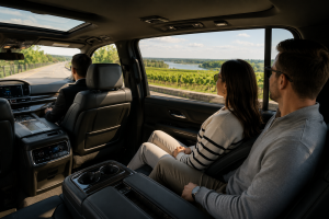 Luxury Toronto to Niagara Falls transfer with premium SUV interior and scenic Niagara Parkway views