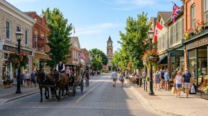Visitors exploring the historic streets of Niagara-on-the-Lake during a guided day tour.